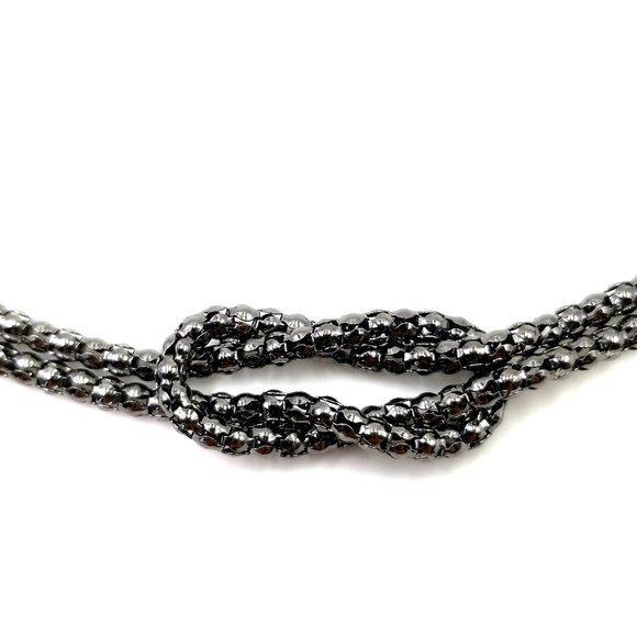 Hematite Beaded Infinity Knot Necklace - Picture 3 of 5